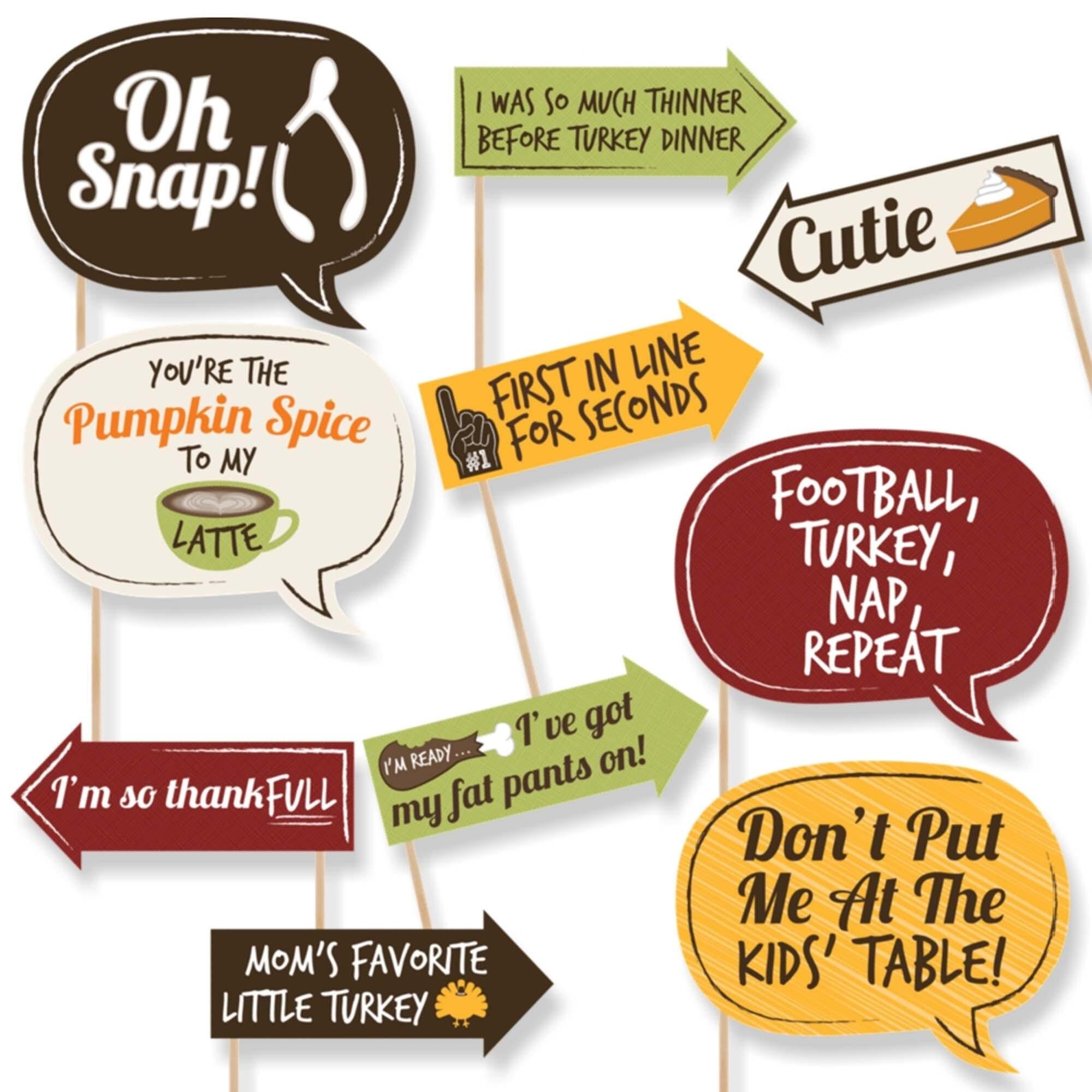 Big Dot of Happiness Funny Turkey Day - Thanksgiving Photo Booth Props - 10 Piece