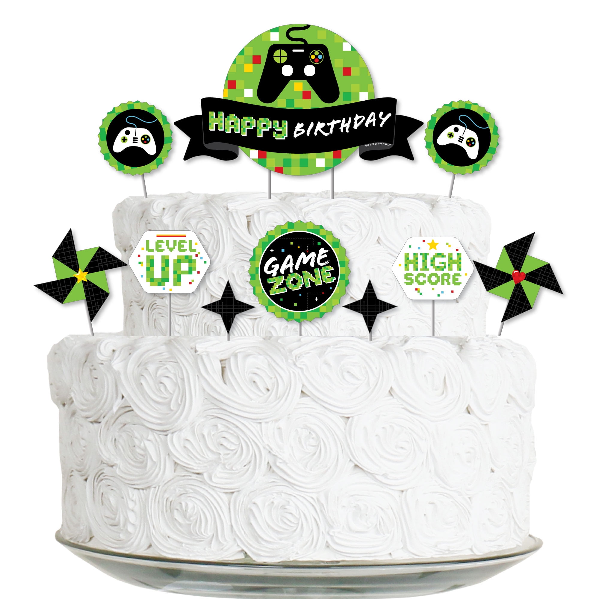 Topper gâteau Happy Birthday, couleur or, 22 styles, décorations