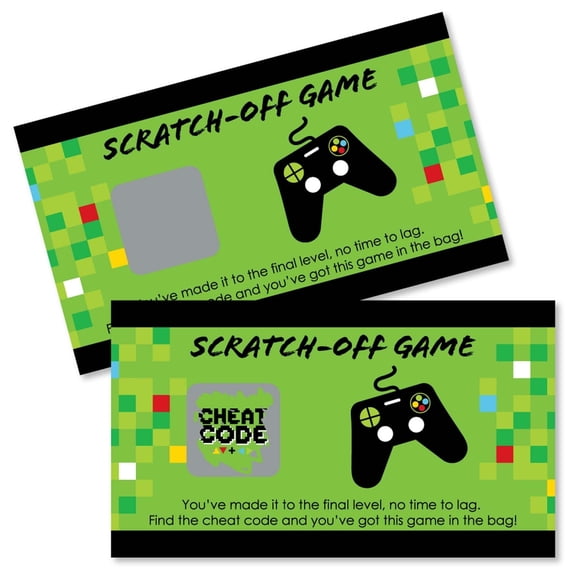 Big Dot of Happiness Video Game - Pixel Game Zone Party or Birthday Party Game Scratch Off Cards - 22 Count