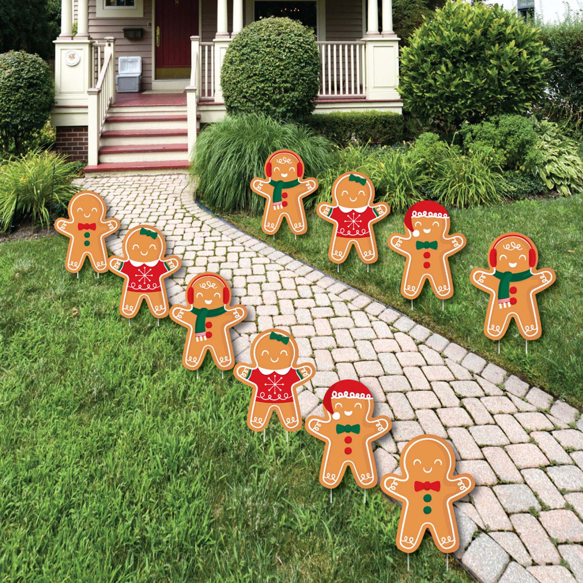 Big Dot of Happiness Outdoor Plastic Gingerbread Man Christmas Lawn