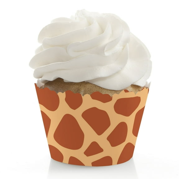 Big Dot of Happiness Giraffe Print - Safari Party Decorations - Party Cupcake Wrappers - Set of 12