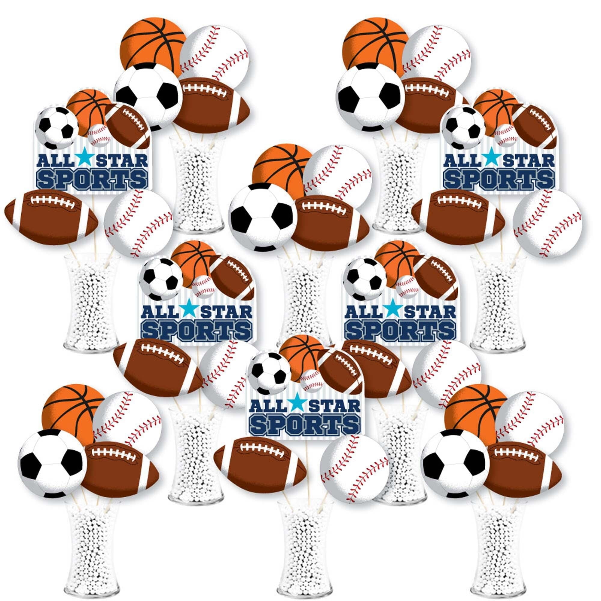 Big Dot of Happiness Go, Fight, Win - Sports - Baby Shower or Birthday Party Centerpiece Sticks - Showstopper Table Toppers - 35 Pieces