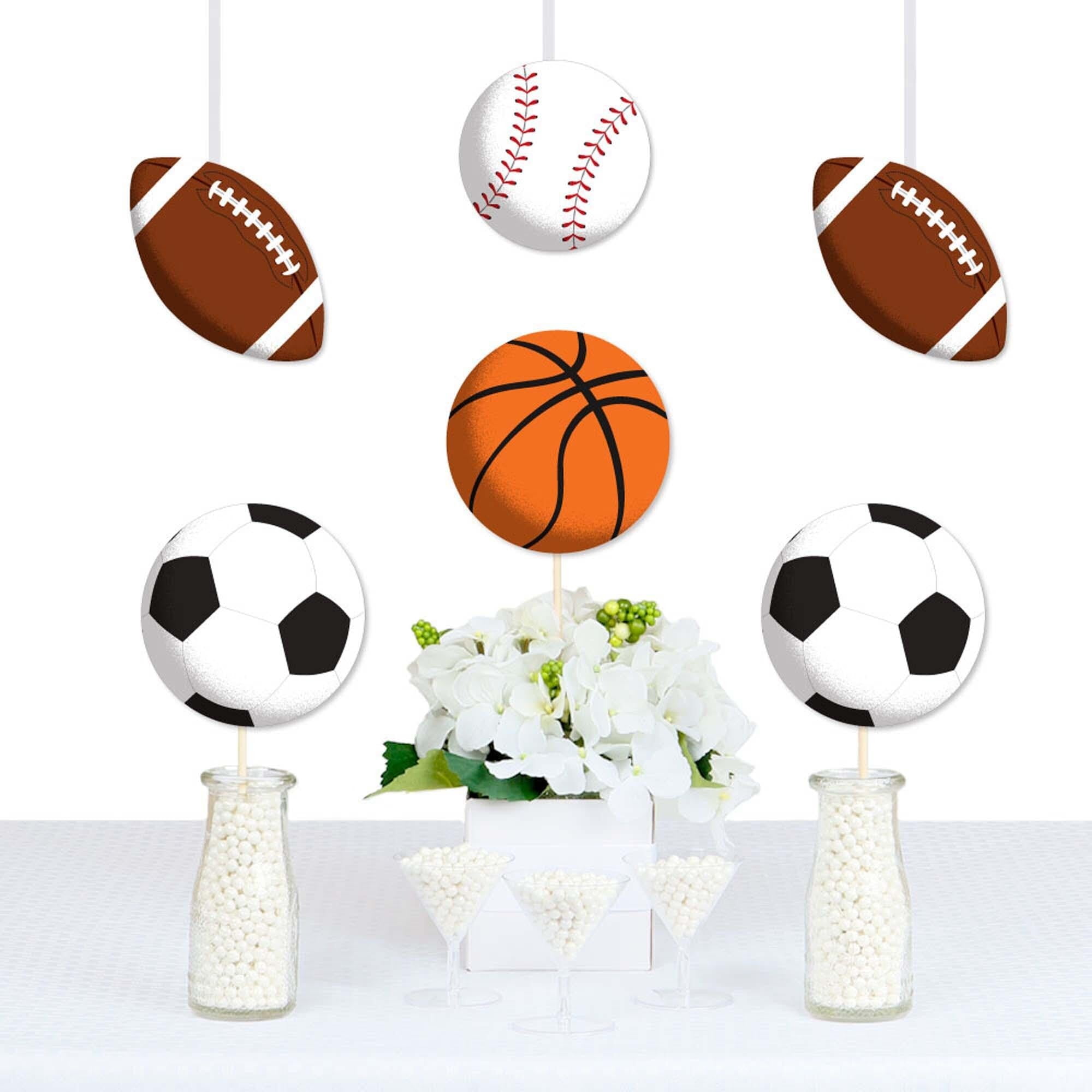 Big Dot of Happiness Go, Fight, Win - Sports - Basketball Baseball Football & Soccer Decor DIY Baby Shower or Birthday Party Essentials - Set of 20