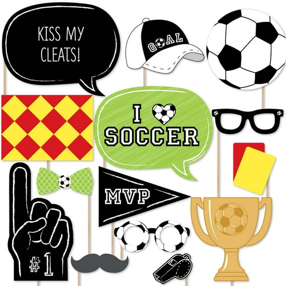Big Dot of Happiness Goaaal - Soccer Photo Booth Props Kit - 20 Count