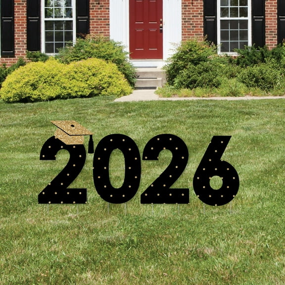Big Dot of Happiness Gold 2026 Graduation Party Yard Signs - Outdoor Lawn Decorations - 2026