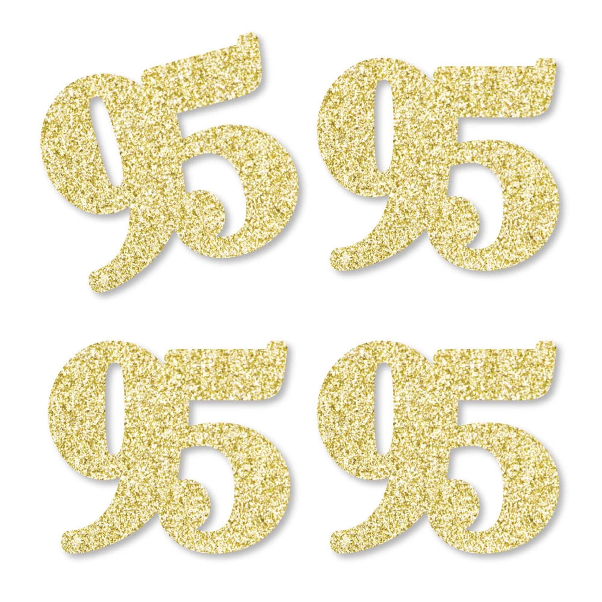 Big Dot of Happiness Gold Glitter 95 - No-Mess Real Gold Glitter Cut-Out Numbers - 95th Birthday Party Confetti - Set of 24