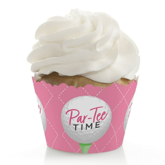 Big Dot of Happiness Golf Girl - Pink Birthday Party or Baby Shower Decorations - Party Cupcake Wrappers - Set of 12