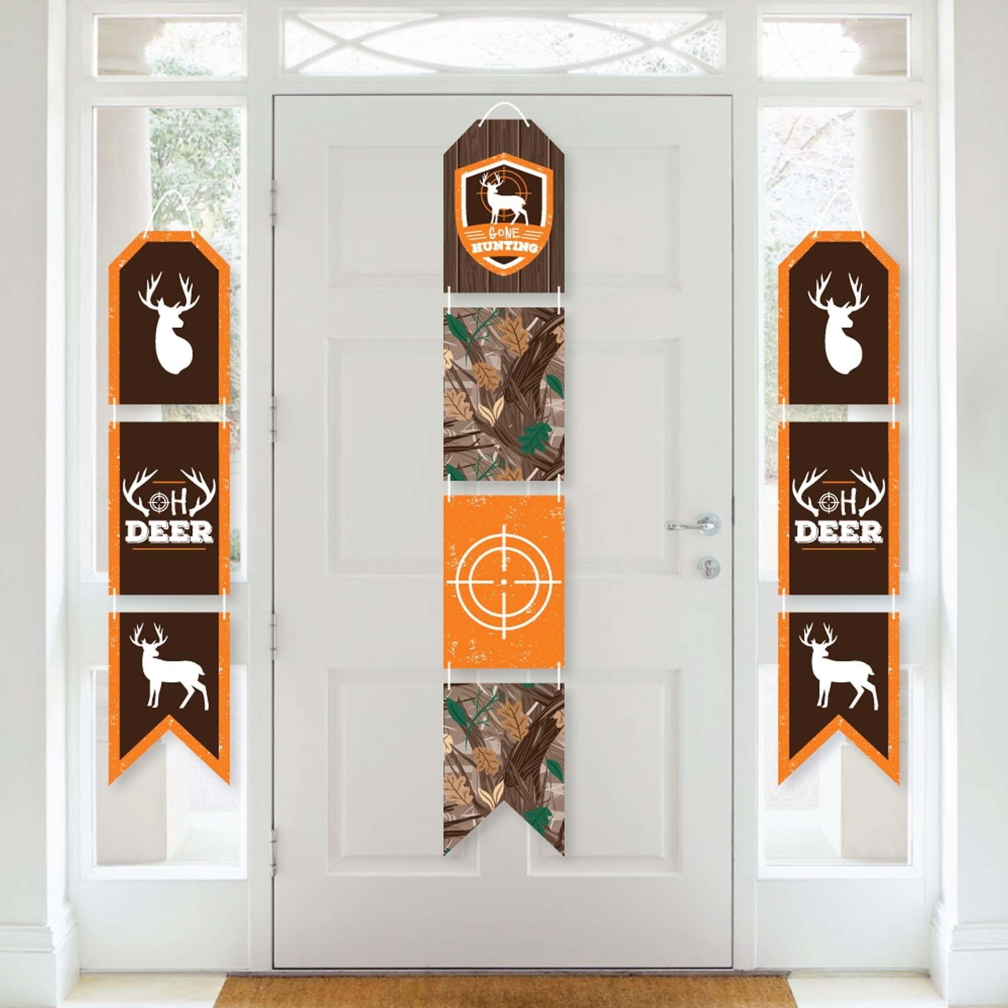 Big Dot of Happiness Gone Hunting - Hanging Vertical Paper Door Banners - Deer Camo Baby Shower or Birthday Party Wall Decor Kit - Indoor Door Decor