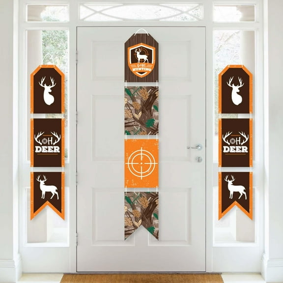 Big Dot of Happiness Gone Hunting - Hanging Vertical Paper Door Banners - Deer Camo Baby Shower or Birthday Party Wall Decor Kit - Indoor Door Decor