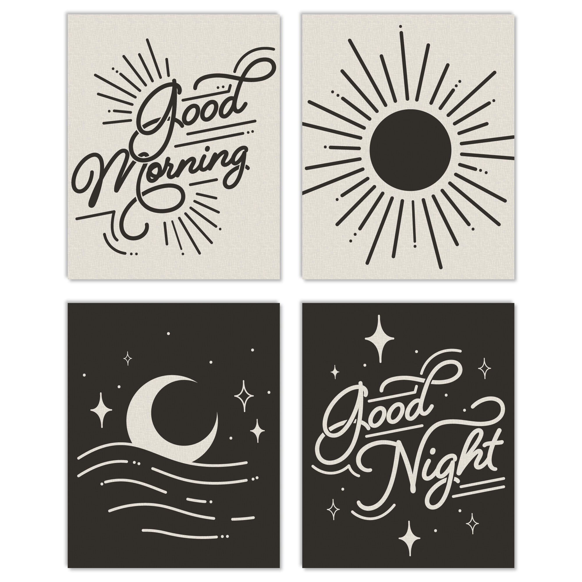 Good Morning Good Night Linen Paper Wall Art Set