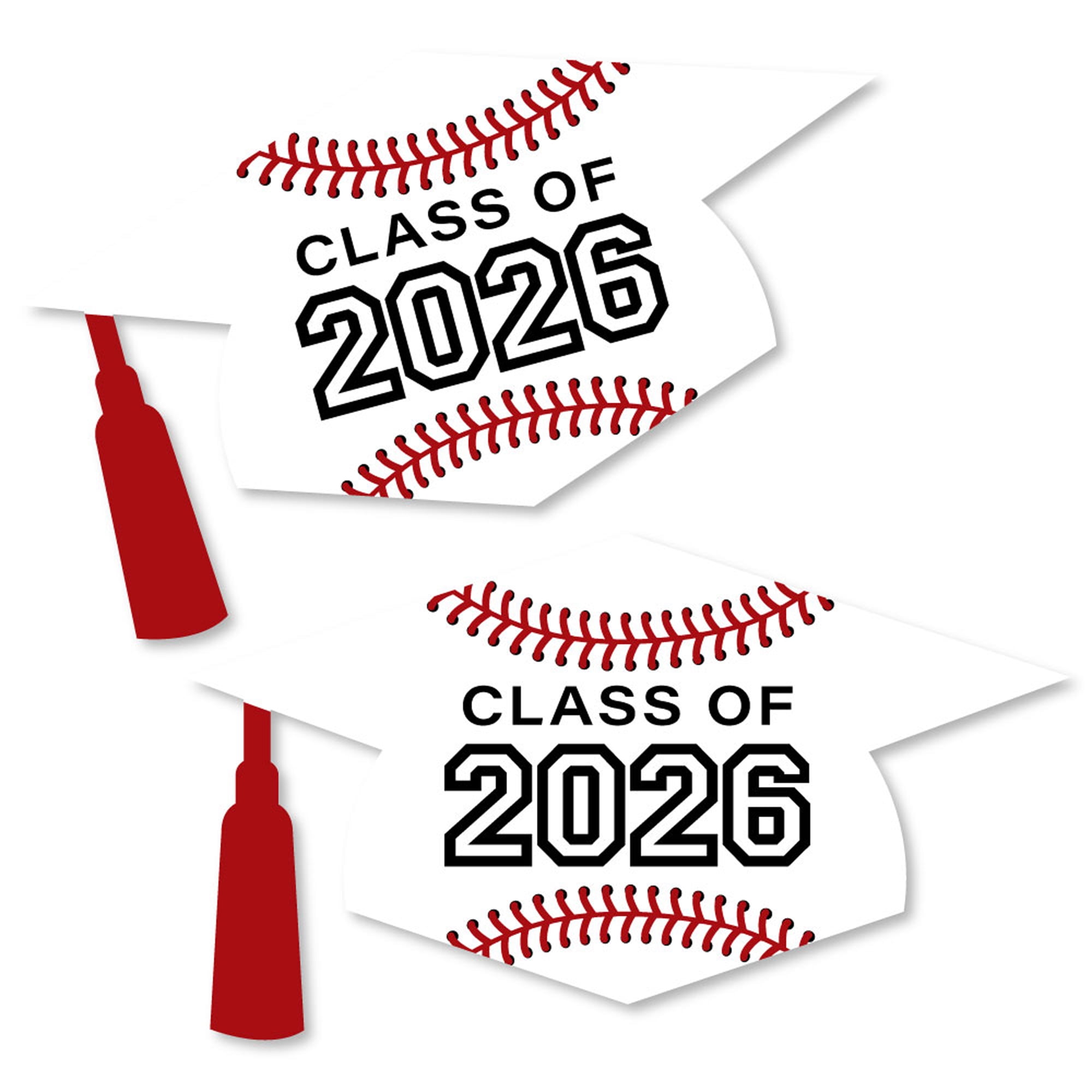 Big Dot of Happiness Grad Baseball - Grad Cap Decorations DIY 2026 Graduation Party Large Party Essentials - Set of 20