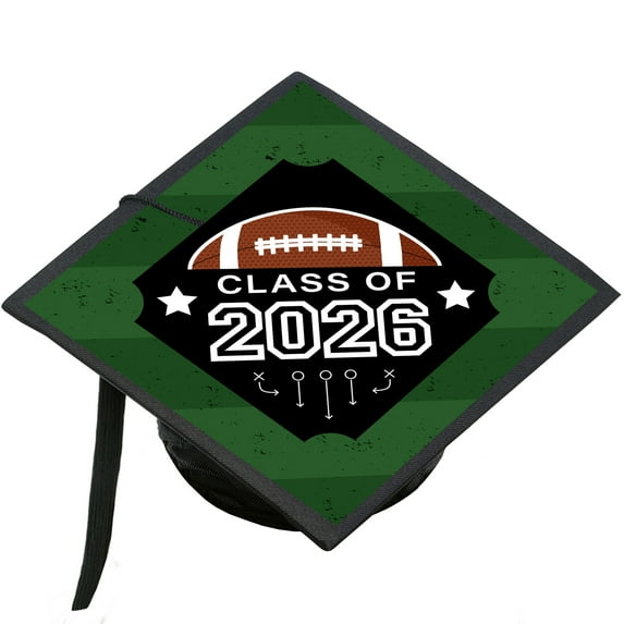 Big Dot of Happiness Grad Football - 2026 Graduation Cap Decorations Kit - Grad Cap Cover