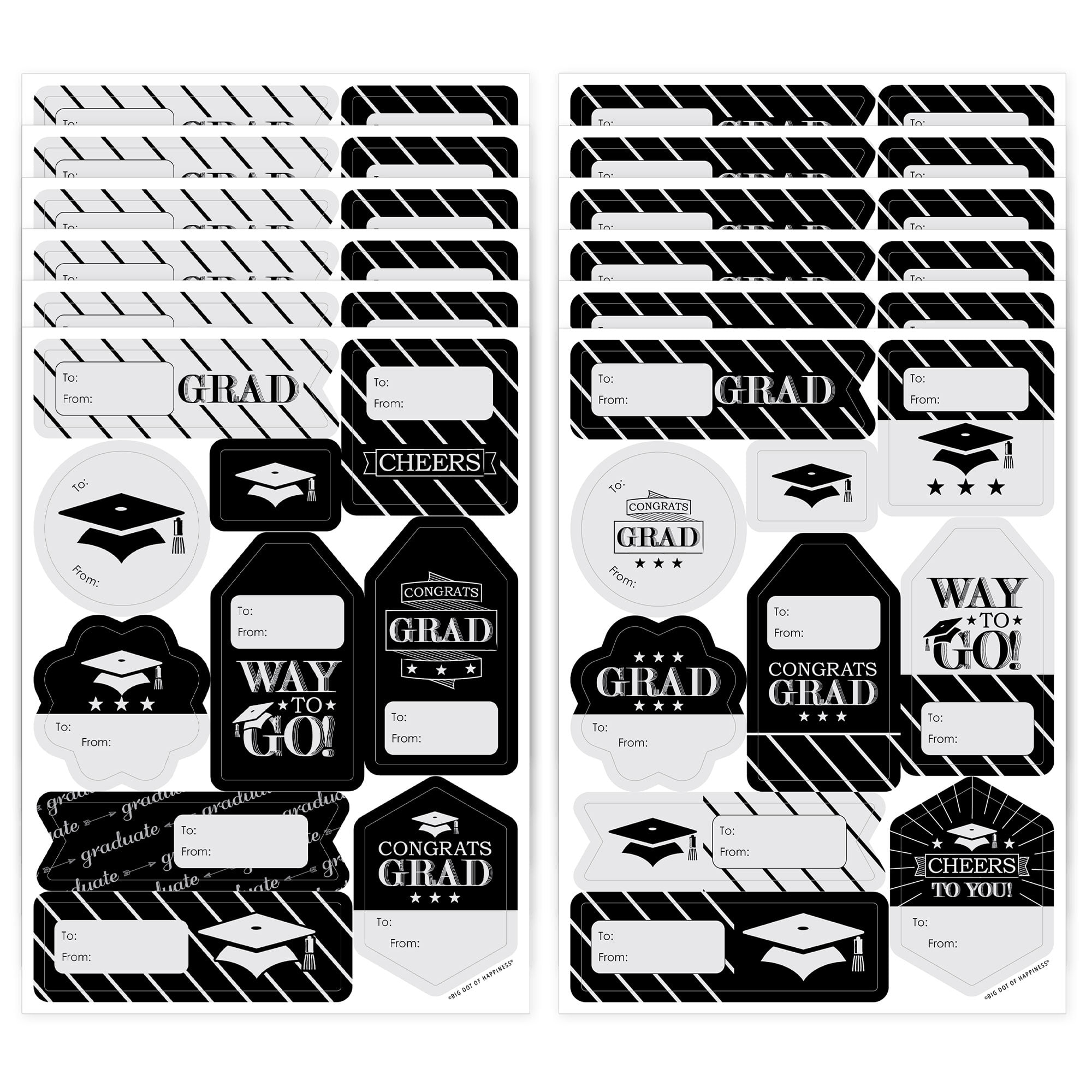 Graduation Themed Labels Big Dot of Happiness Graduation Cheers - Assorted Graduation Party Gift ...