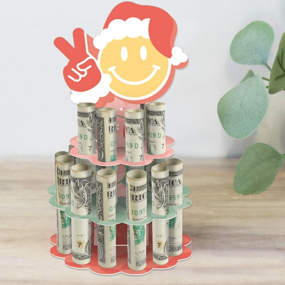 Big Dot of Happiness Groovy Christmas - DIY Pastel Holiday Party Money Holder Gift - Cash Cake