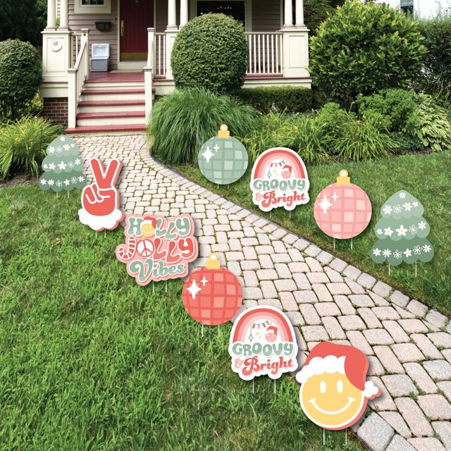 Big Dot of Happiness Groovy Christmas Lawn Decorations Outdoor