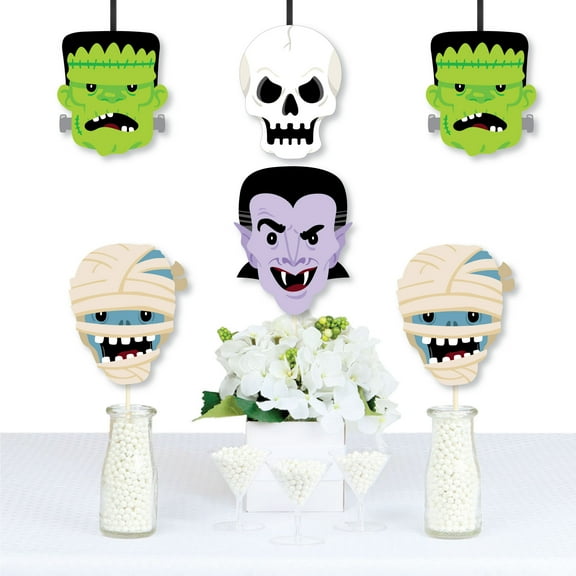 Big Dot of Happiness Halloween Monsters - Decorations DIY Skeleton, Dracula, Frankenstein, and Mummy Party Essentials - Set of 20