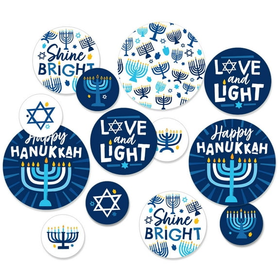 Big Dot of Happiness Hanukkah Menorah - Chanukah Holiday Party Giant Circle Confetti - Party Decorations - Large Confetti 27 Count