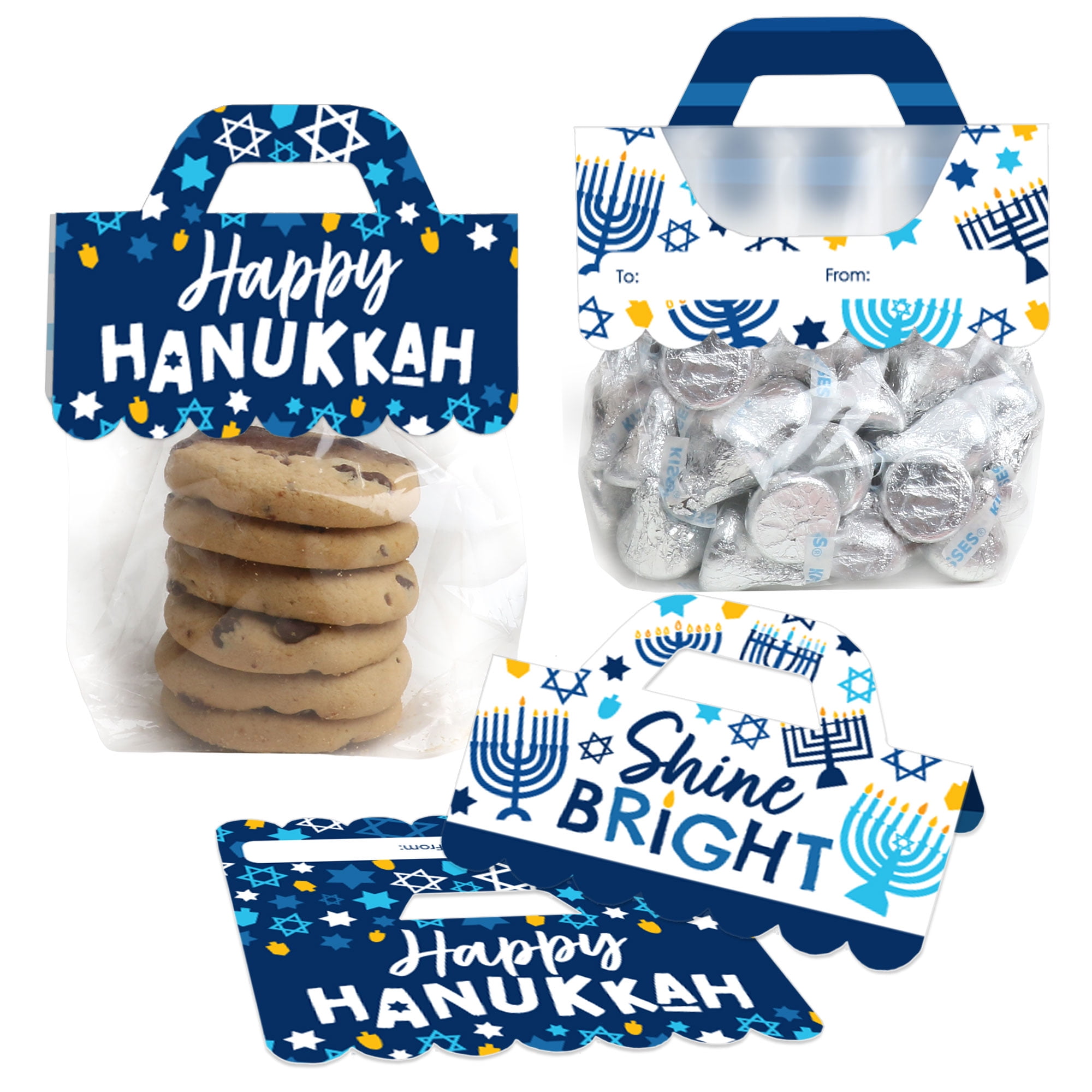 WEEPA 10-Piece Hanukkah Gift Bags Set - Assorted Sizes With Handles For Chanukah Party Favors
