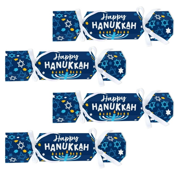 Big Dot of Happiness Hanukkah Menorah - No Snap Chanukah Holiday Party Table Favors - DIY Cracker Boxes - Set of 12