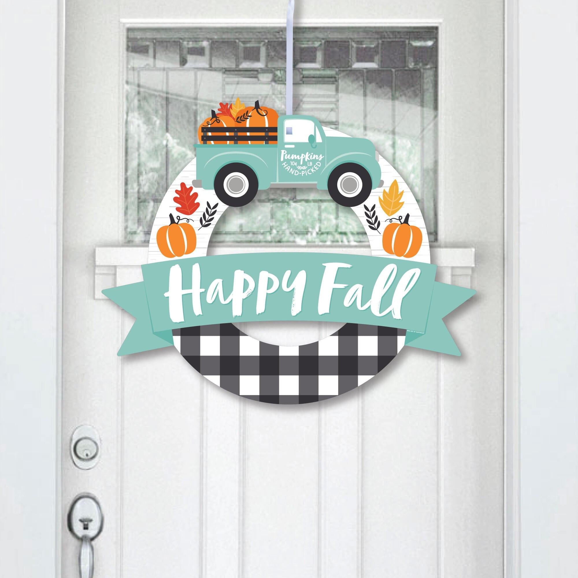 Happy Fall Truck Harvest Pumpkin Outdoor Wreath
