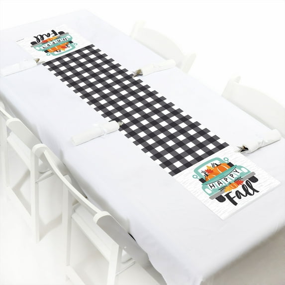 Big Dot of Happiness Happy Fall Truck - Petite Harvest Pumpkin Party Paper Table Runner - 12 x 60 inches