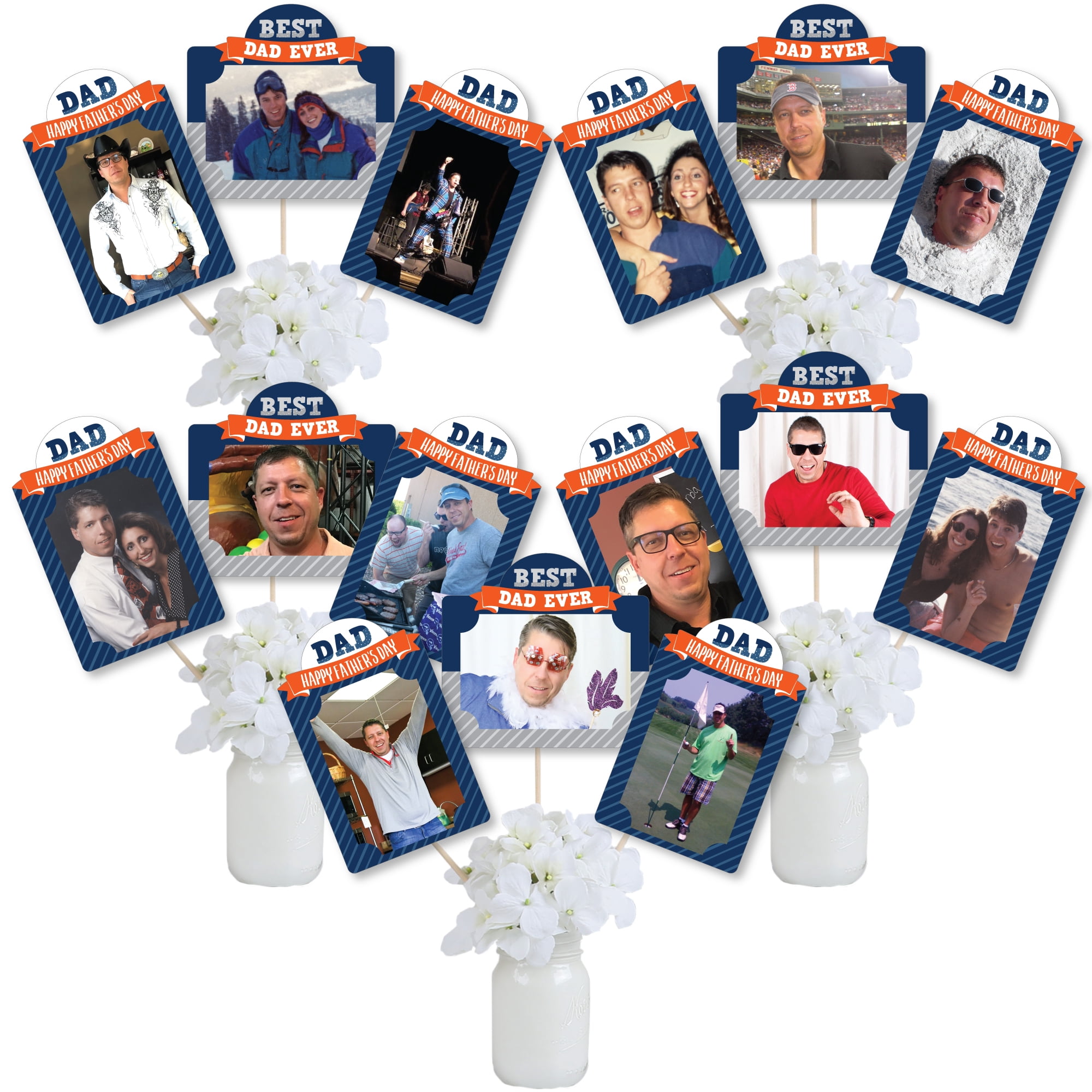 Happy Father’s Day Party Centerpiece Sticks – Set Of 15 Table Toppers For Dad Theme Decor, USA Made