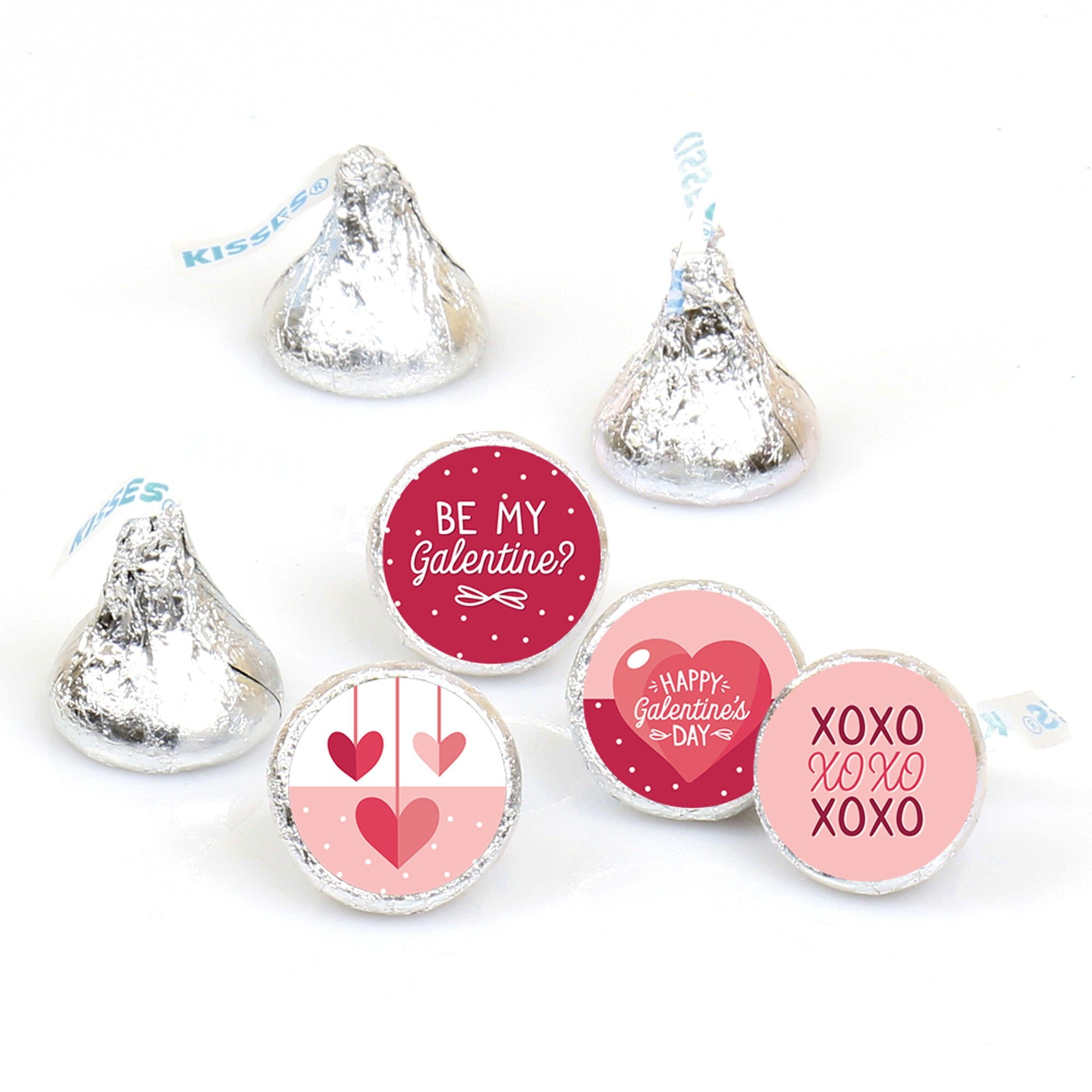 Big Dot of Happiness Happy Galentine's Day - Valentine's Day Party Round Candy Sticker Favors - Labels Fits Chocolate Candy (1 sheet of 108)