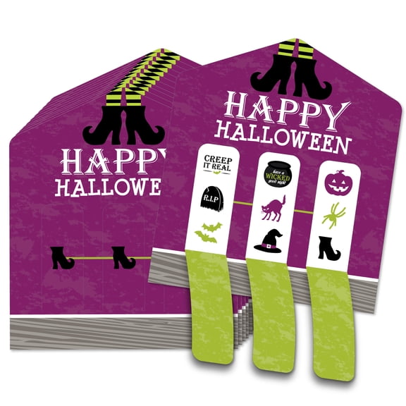 Big Dot of Happiness Happy Halloween - Witch Party Game Pickle Cards - Pull Tabs 3-in-a-Row - 12 Ct
