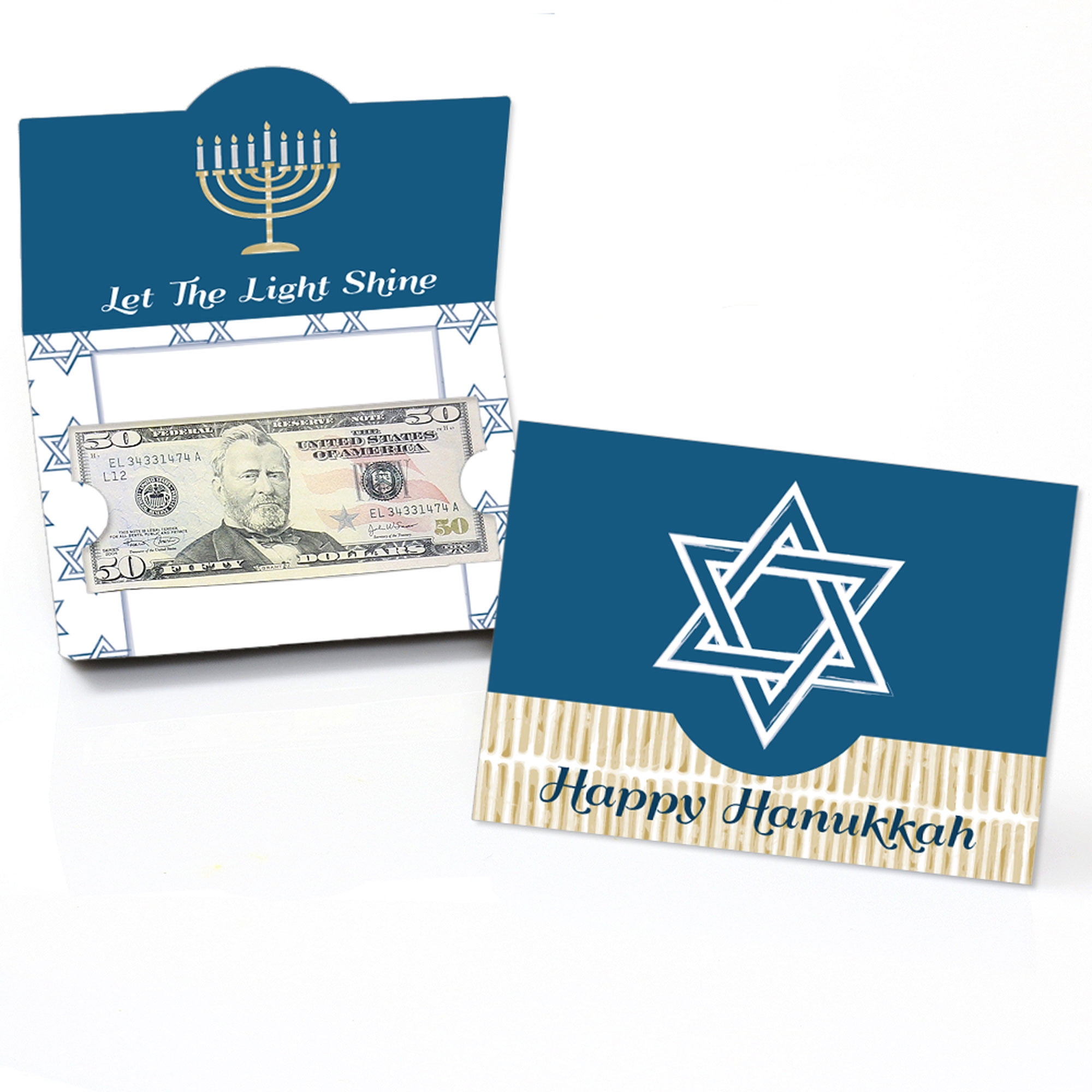 Big Dot of Happiness Happy Hanukkah - Chanukah Money and Gift Card Holders - Set of 8