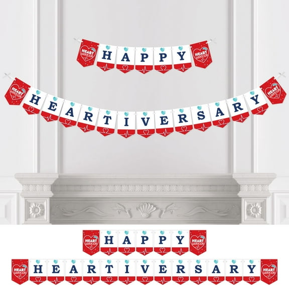 Big Dot of Happiness Happy Heartiversary - CHD Awareness Bunting Banner - Party Decorations - Happy Heartiversary