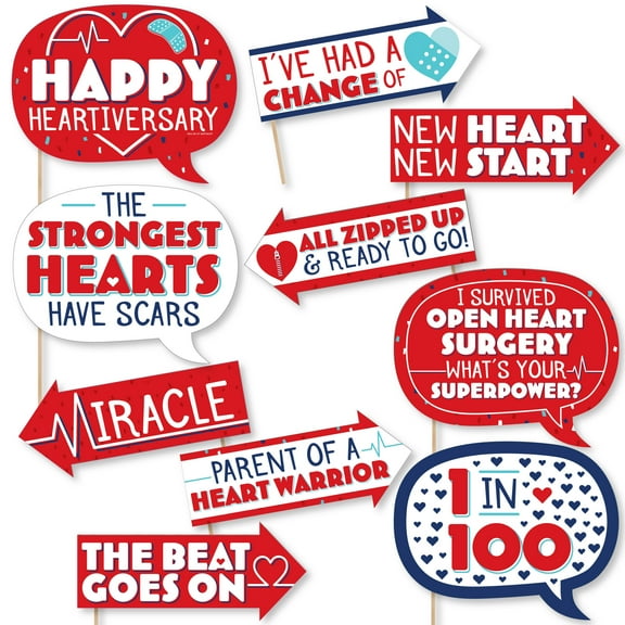 Big Dot of Happiness Happy Heartiversary - CHD Awareness Photo Booth Props Kit - 10 Piece
