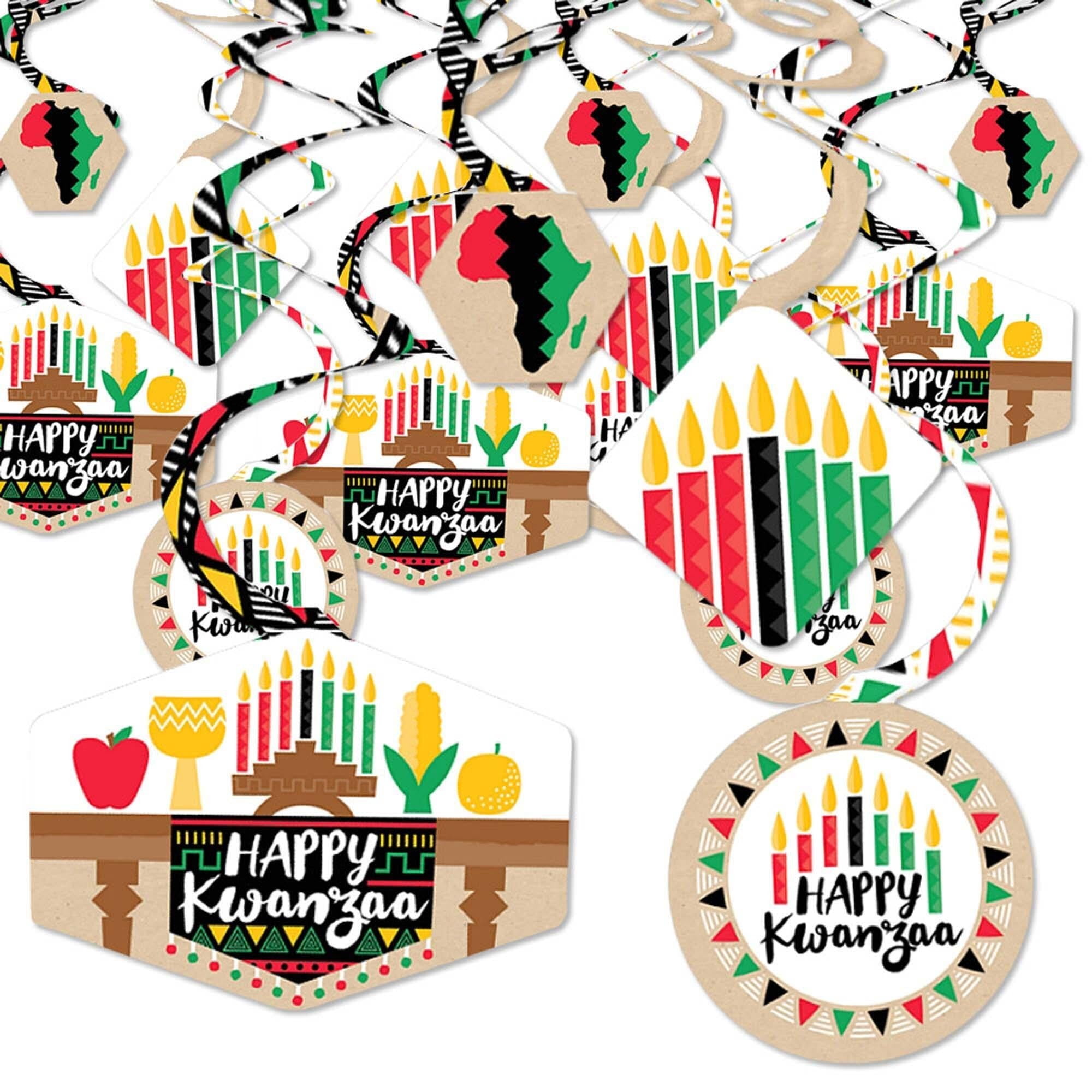 Kwanzaa Tablecloth 3-Pack, 54x108 Inch Plastic - Kinara Candelabra & Fruit Pattern For Holiday Party Decor