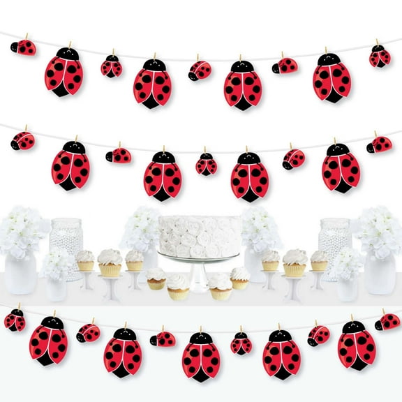 Big Dot of Happiness Happy Little Ladybug - Baby Shower or Birthday Party DIY Decorations - Clothespin Garland Banner - 44 Pieces