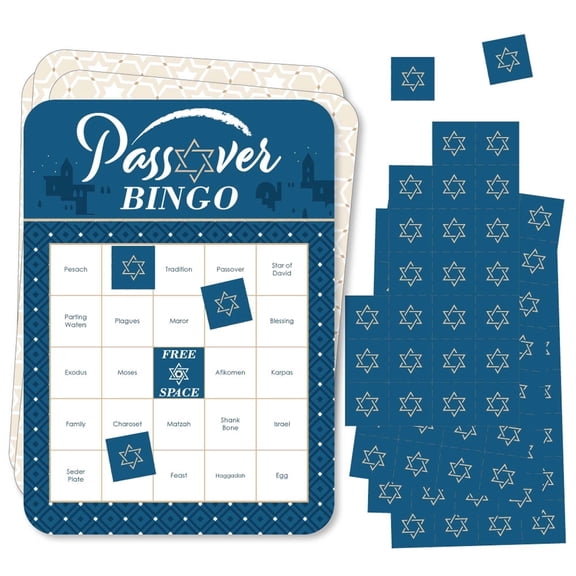 Big Dot of Happiness Happy Passover - Bingo Cards and Markers - Pesach Party Bingo Game - Set of 18