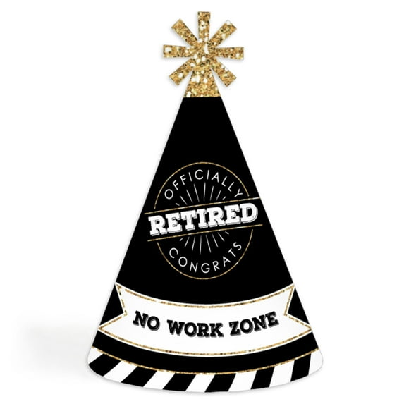 Big Dot of Happiness Happy Retirement - Cone Party Hats for Adults - Set of 8 (Standard Size)