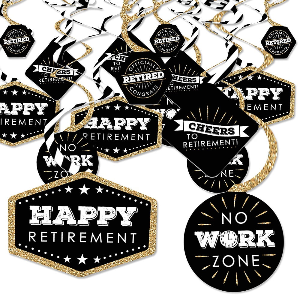 Big Dot of Happiness Happy Retirement - Retirement Party Hanging Decor - Party Decoration Swirls - Set of 40