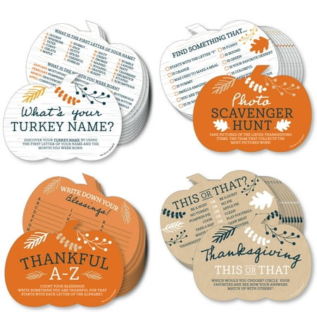Big Dot of Happiness Happy Thanksgiving - 4 Fall Harvest Party Games - 10 Cards Each - Gamerific Bundle