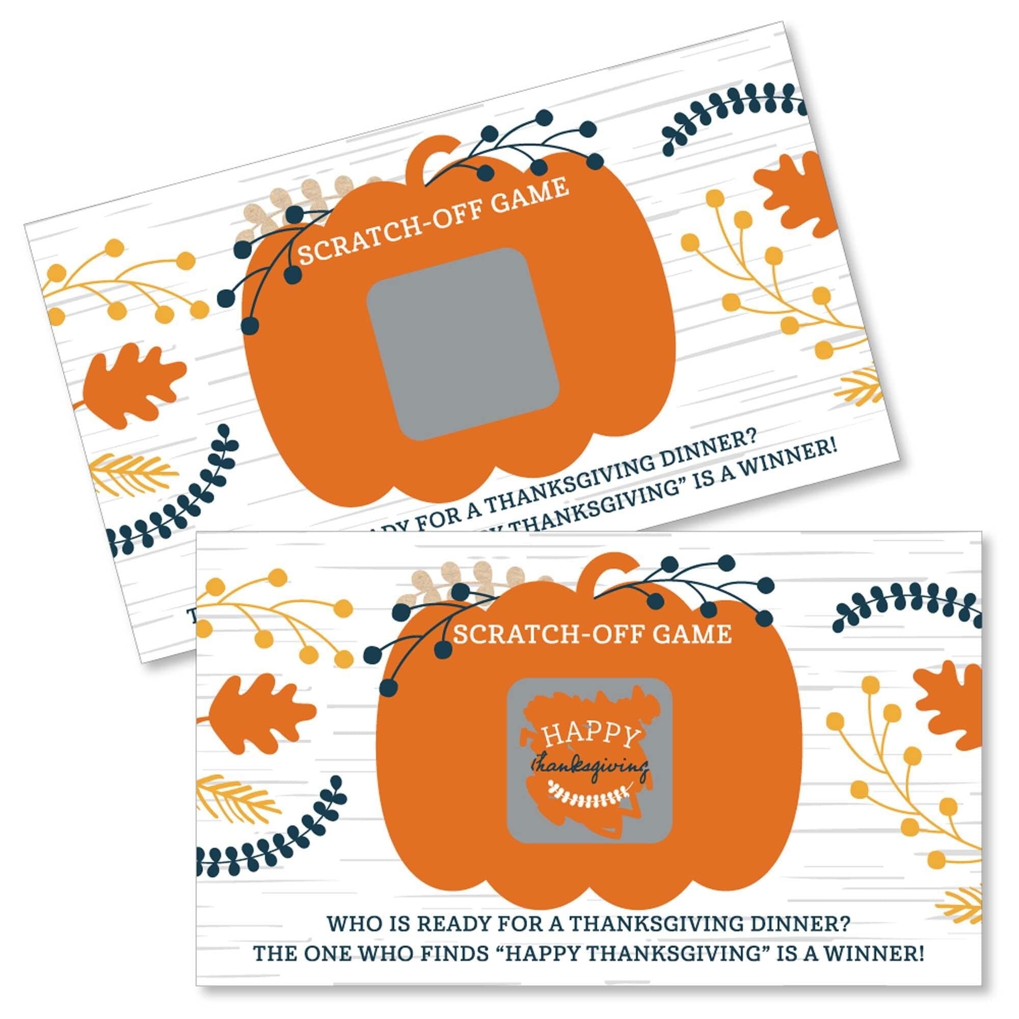 Big Dot of Happiness Happy Thanksgiving - Fall Harvest Party Game Scratch Off Cards - 22 Count
