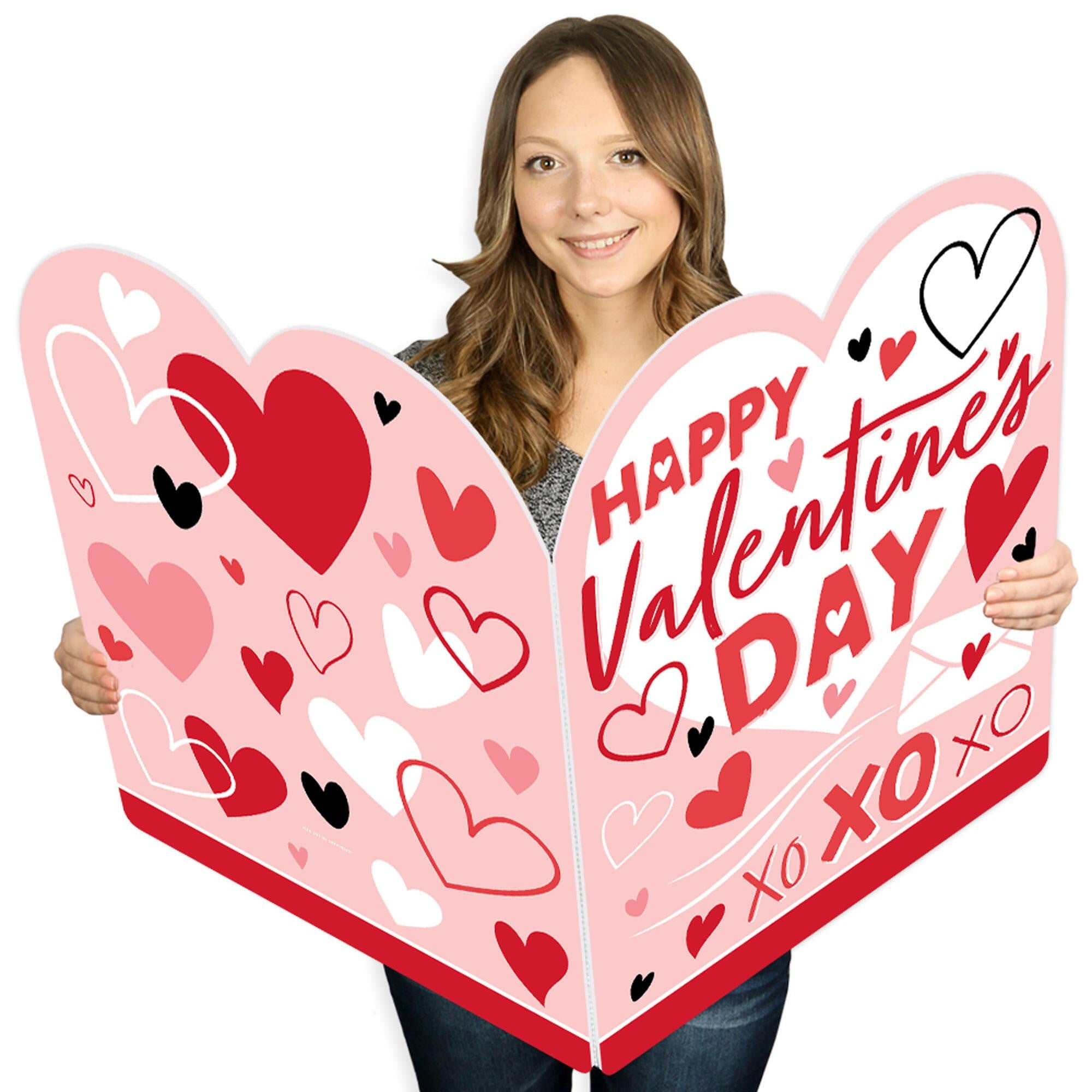 Big Dot of Happiness Valentine's Day Giant Greeting Card, Heart Shaped ...