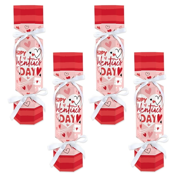 Big Dot of Happiness Happy Valentine's Day - No Snap Valentine Hearts Party Table Favors - DIY Cracker Boxes - Set of 12