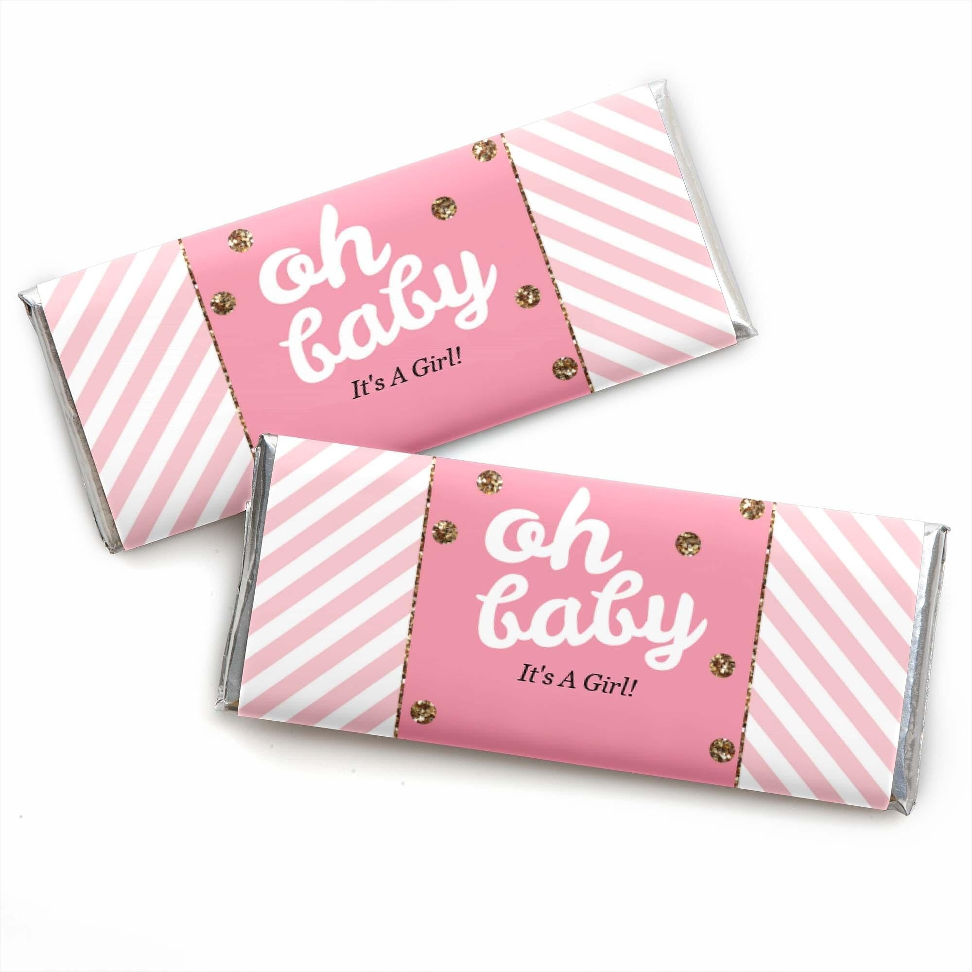 Big Dot of Happiness Hello Little One - Pink and Gold - Candy Bar ...