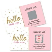 Big Dot of Happiness Hello Little One - Pink and Gold - Girl Baby Shower Game Scratch Off Cards - 22 Count