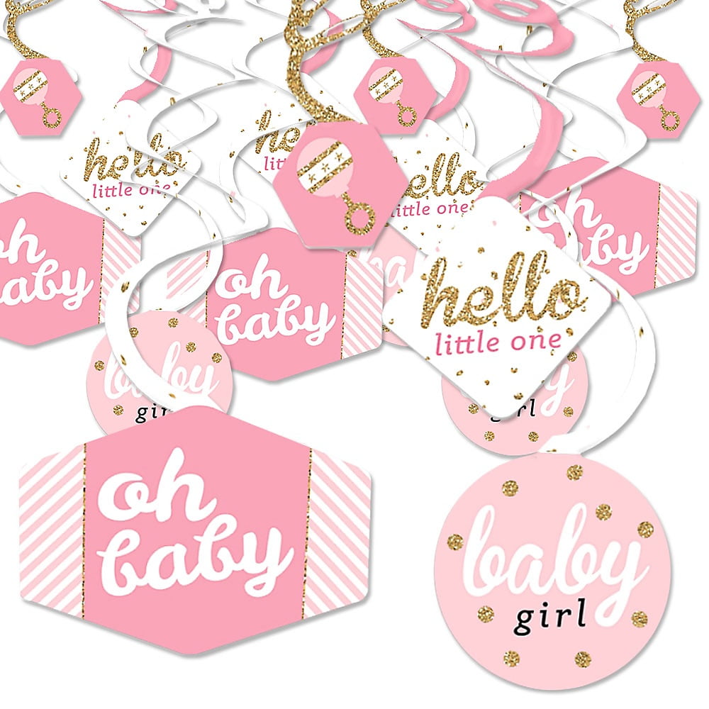 Sweet Baby Co. Pink Baby Shower Decorations for Girl with Its a Girl  Banner, Baby Girl Letter Balloons, Flower Pom Poms, Paper Lanterns, Tassels