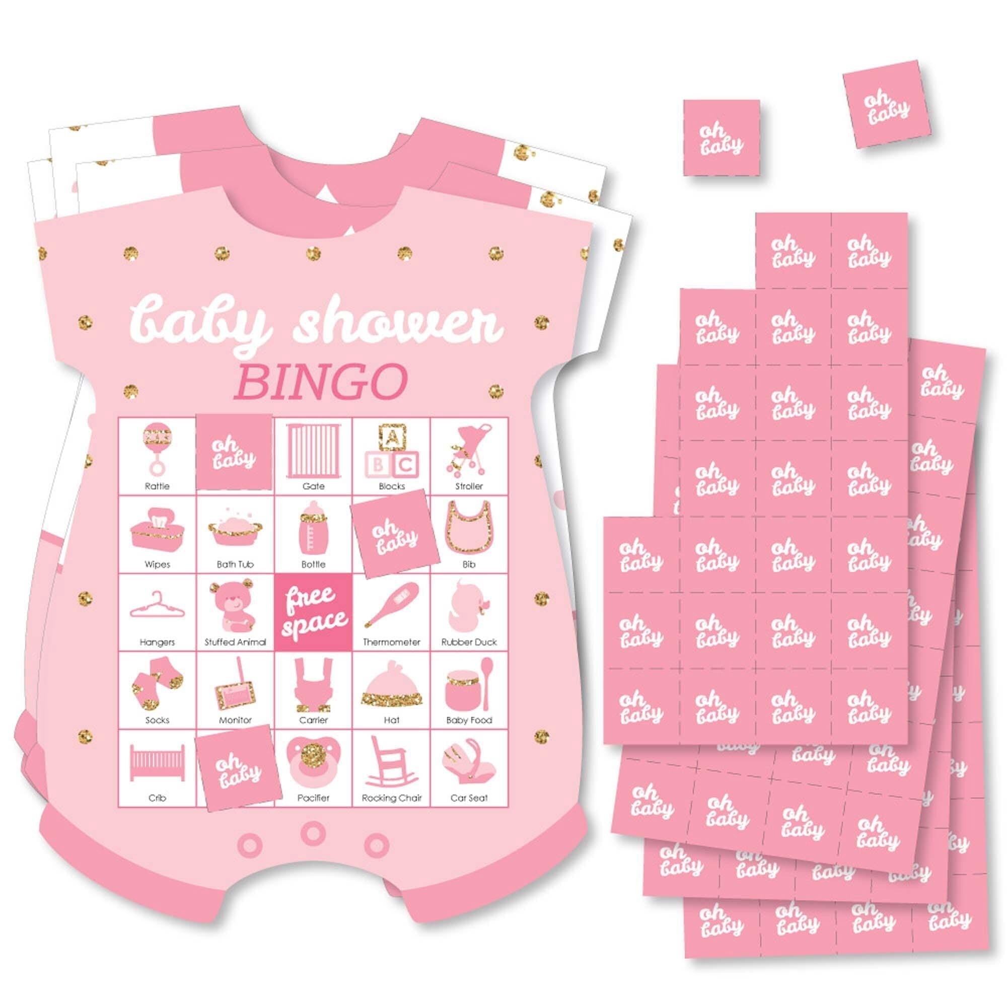 Baby Shower Bingo Game For Girls - 24 Player Set With Cards, Chips & Call-Out Cards - View #2