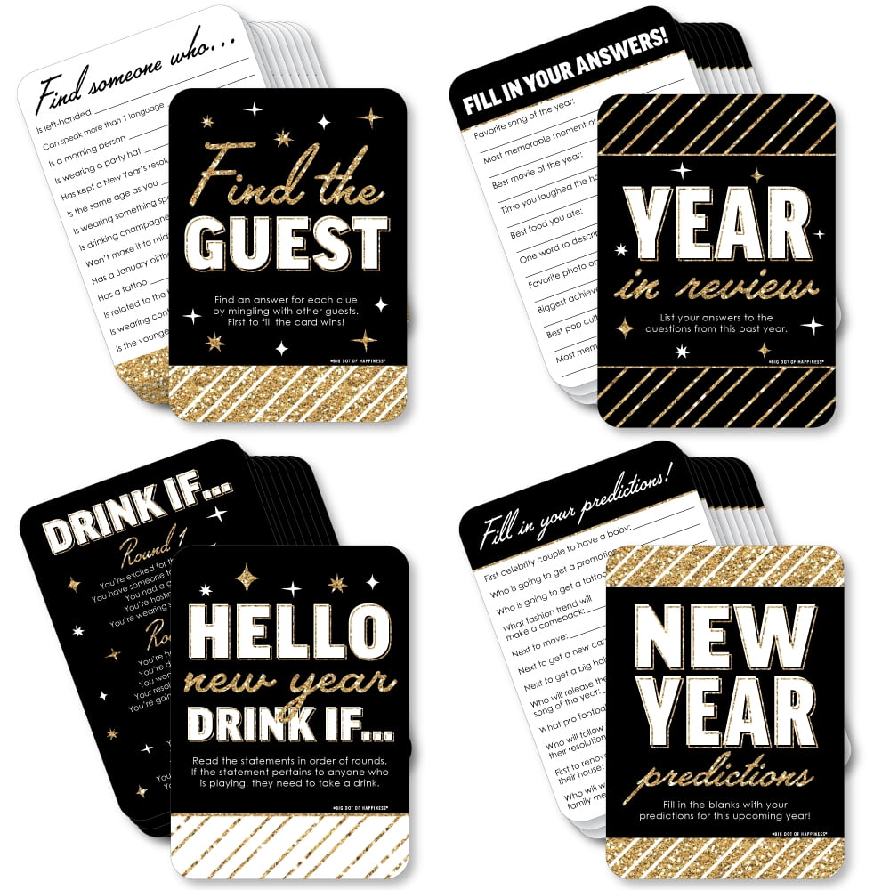 Big Dot of Happiness Hello New Year - 4 NYE Party Games - 10 Cards Each ...