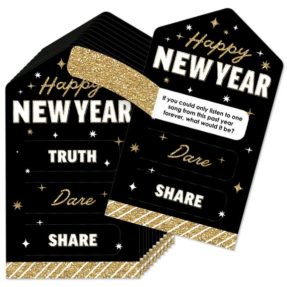 Big Dot of Happiness Hello New Year - NYE Party Game Pickle Cards - Truth, Dare, Share Pull Tabs - Set of 12