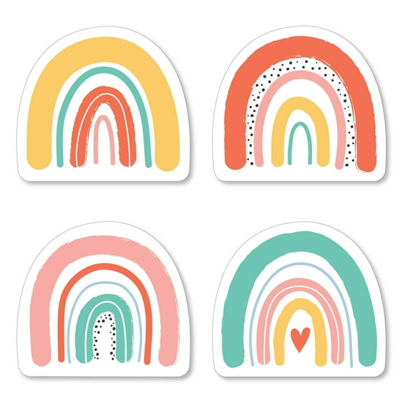 Big Dot of Happiness Hello Rainbow - Shaped Boho Baby Shower and Birthday Party Cut-Outs - 24 Count