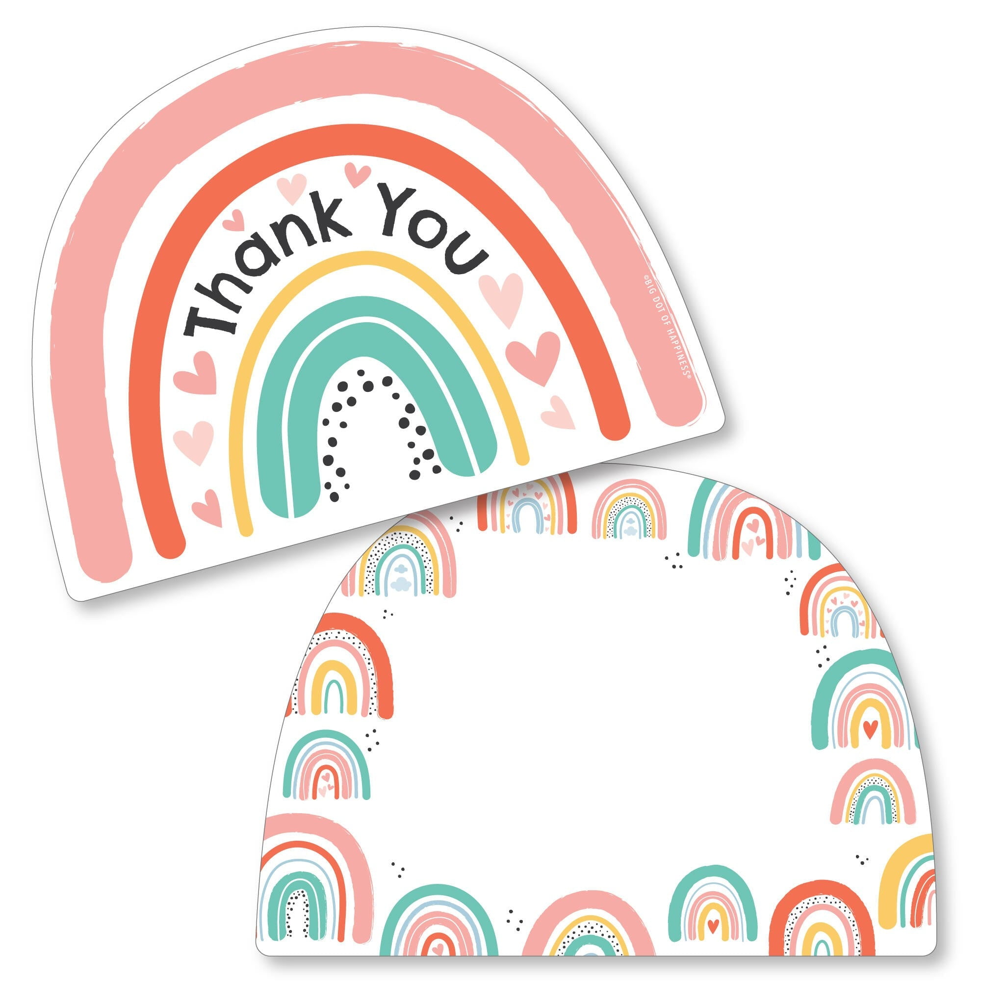 Big Dot of Happiness Hello Rainbow - Shaped Thank You Cards - Boho Baby ...