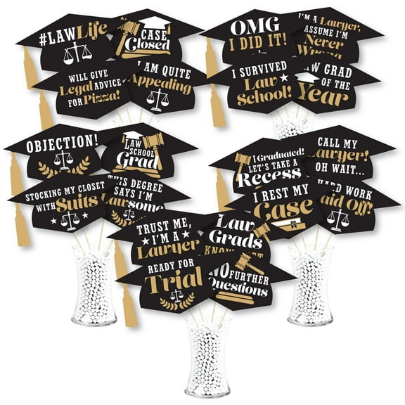 Big Dot of Happiness Hilarious Law School Grad - Future Lawyer Graduation Party Photo Booth Props or Table Toppers - 20 Count