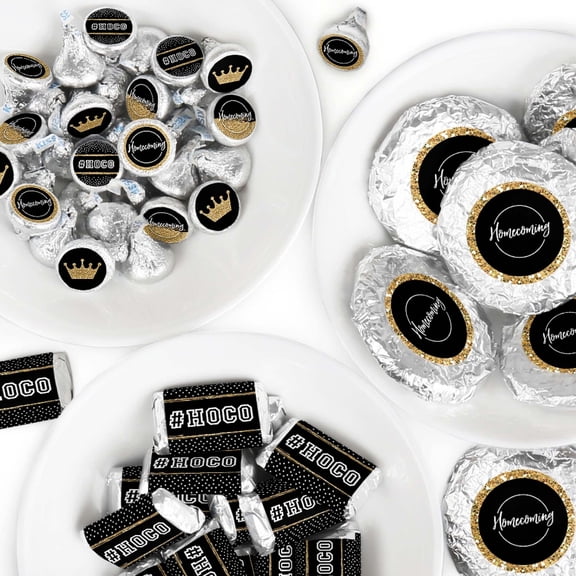 Big Dot of Happiness Hoco Dance - Mini Candy Bar Wrappers, Round Candy Stickers and Circle Stickers - Homecoming Candy Favor Sticker Kit - 304 Pieces